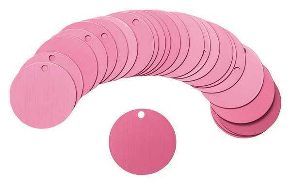 Blk Tag, 1-1/2 x 1-1/2 In, Pink, Al, PK25