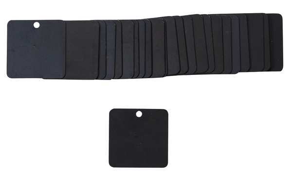 Blk Tag, 1-1/2 x 1-1/2 In, Bk, Al, Sq, PK25