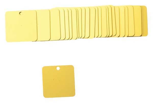 Blk Tag, 2 x 2 In, Yel, Al, Sq, 3/16 In, PK25
