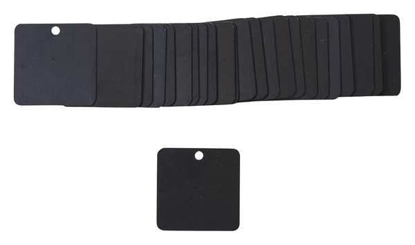 Blk Tag, 2 x 2 In, Bk, Al, Sq, 3/16 In, PK25