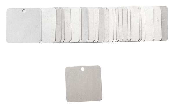 Blk Tag, 2 x 2 In, Nat, Al, Sq, 3/16 In, PK25