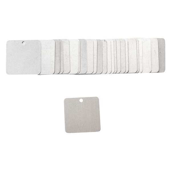 Blk Tag, 1-1/2 x 1-1/2 In, Nat, Al, Sq, PK25