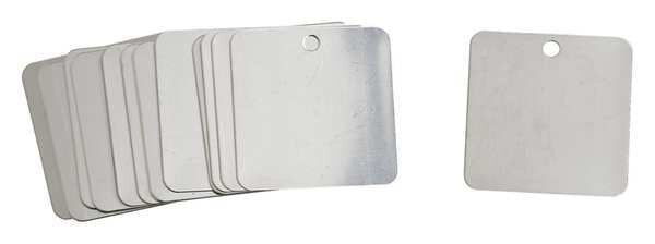 Blk Tag, 2 x 2 In, Stl, Sst, Sq, 3/16 In, PK25