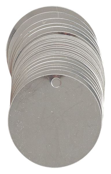 Blk Tag, 2 x 2 In, Stl, Sst, Rnd, PK25