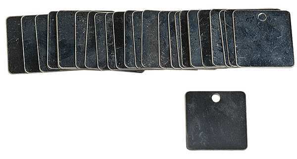 Blk Tag, 1-1/2 x 1-1/2 In, Stl, Sst, Sq, PK25