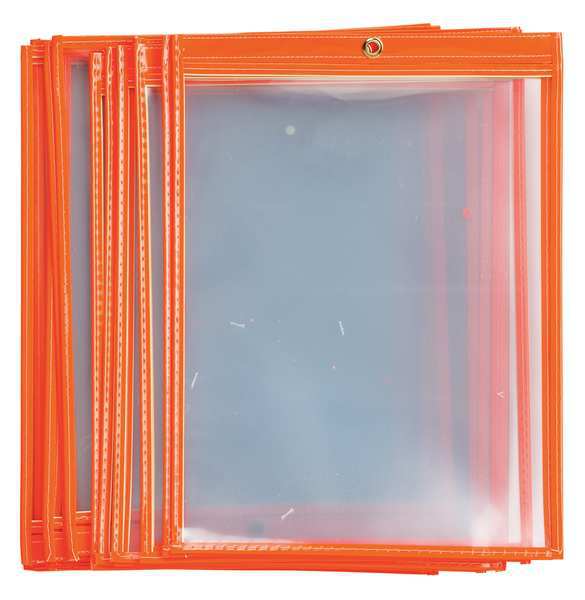 Shop Env, 12 x 9 In, Fluor Orn, Plstc, PK25