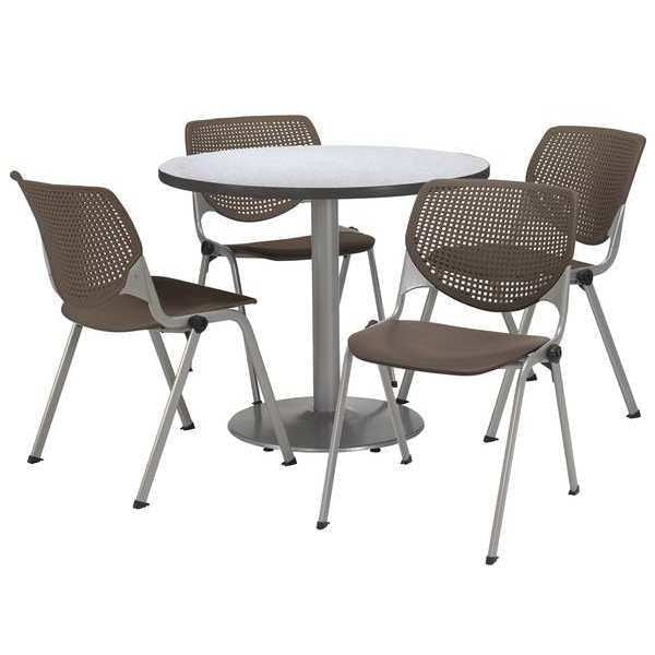 Round Pedastal Table, 36 W, 36 L, 29 H, Laminate Top, Grey