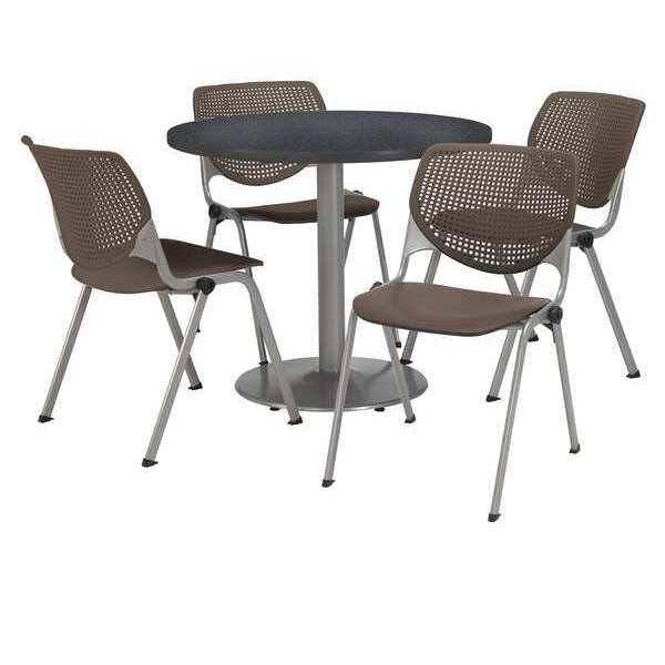 Round Pedastal Table, 36 W, 36 L, 29 H, Laminate Top, Grey