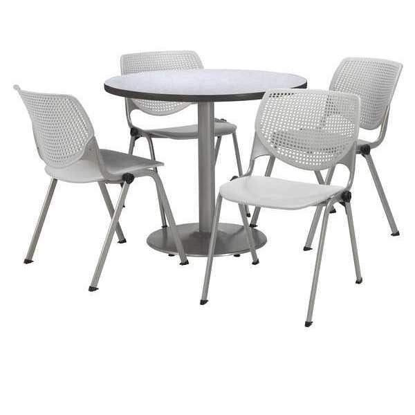 Round Pedastal Table, 36 W, 36 L, 29 H, Laminate Top, Grey