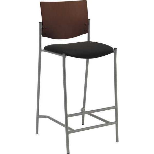 Barstool, w/Silver Frame, Wood Back