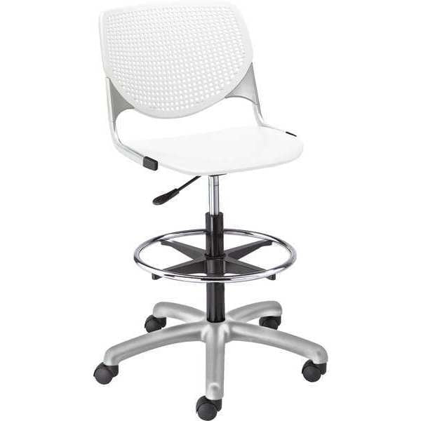 Poly Adjustable Stool, Perforated Back, Color: White
