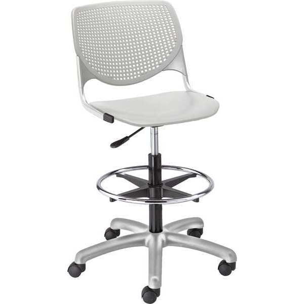 Poly Adjustable Stool, Perforated Back, Color: Light Gray
