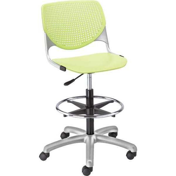 Poly Adjustable Stool, Perforated Back, Color: Lime Green