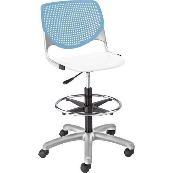 Poly Adjustable Stool, Perforated Back, Color: Sky Blue, White