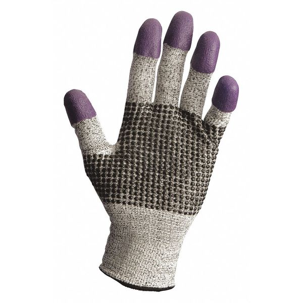 G60 Purple Nitrile Cut Resistant Gloves, Grey/Black, Purple Fingertips, Ambidextrous, LG, 1 Pair