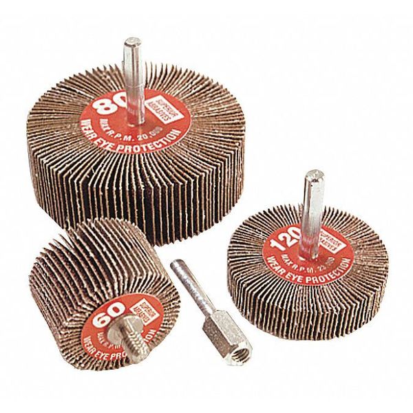 Flap Wheel Mtd, 2x1x1/4, A/O, Grit 80