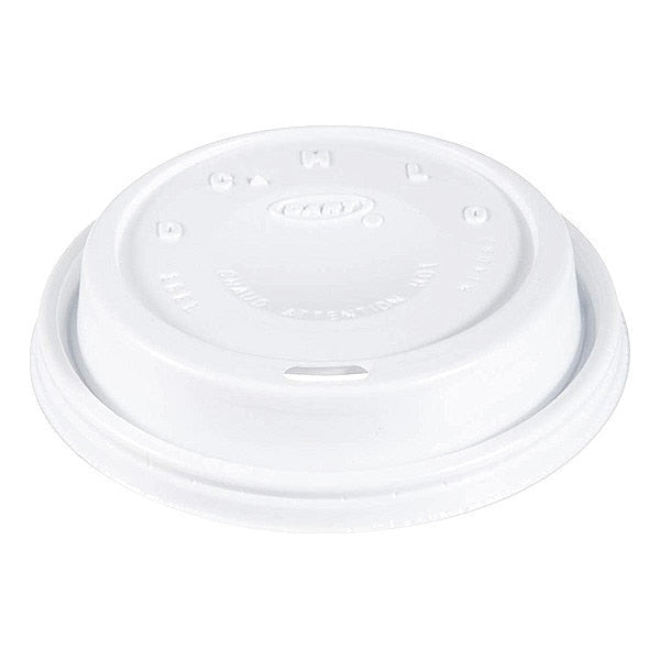 Lid for 12 to 24 oz. Hot Cup, Dome, Sip Through, White, Pk1000
