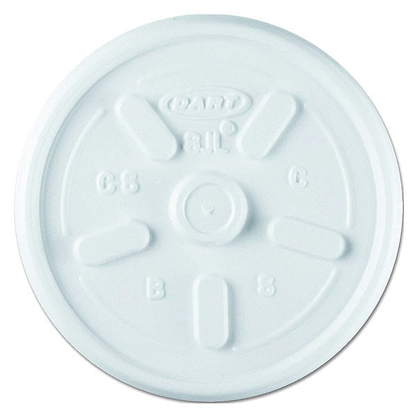 Lid for 8 oz. Hot Cup, Flat, Vented, White, Pk1000