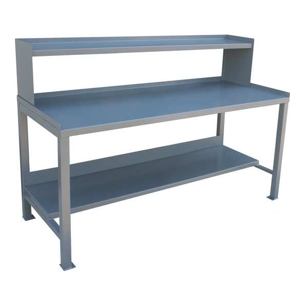Workbench with Riser, Steel, 60 in W, 34 in Height, 3,000 lb, Straight