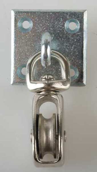 Pulley Block On Plate, Fibrous Rope, 1/4 in Max Cable Size, Electro-Galvanized