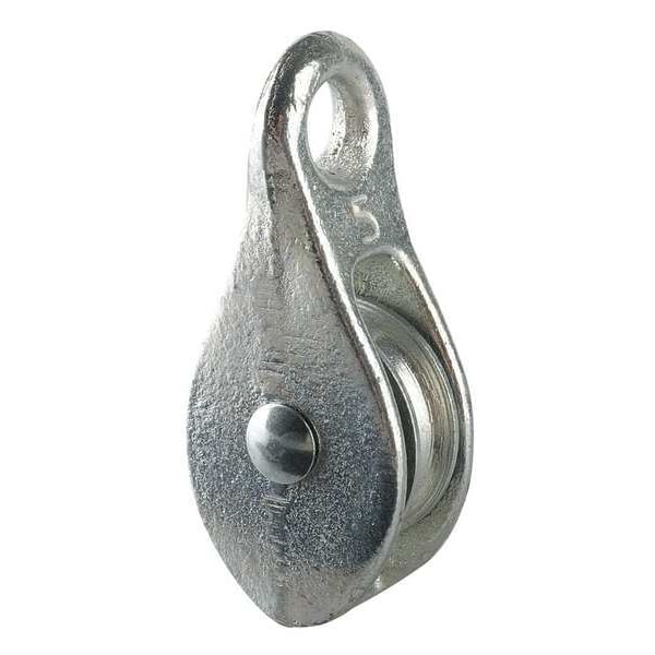 Pulley Block, Fibrous Rope, 3/16 in Max Cable Size, Electro-Galvanized