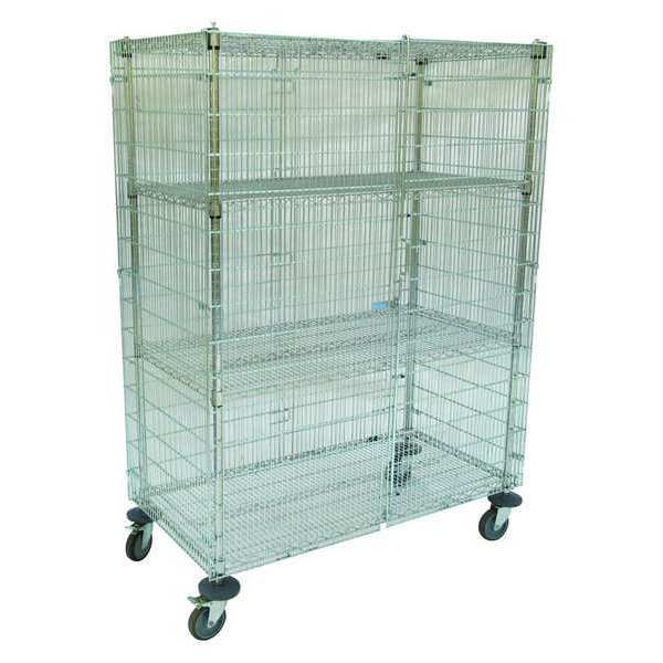 Wire Security Cart with Adjustable Shelves 1,000 lb Capacity, 27 in W x 52 in L x 69 in H, 4 Shelves