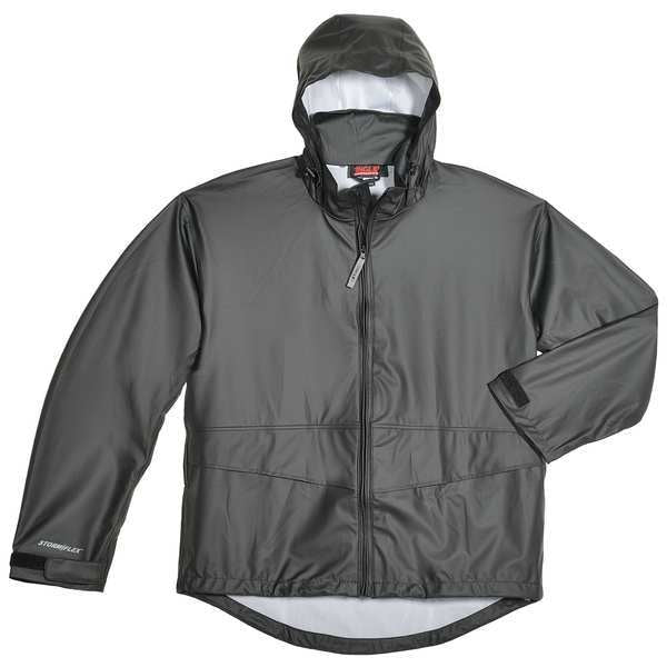 Stormflex Rain Jkt w/Hood/Pockets, Stretch, Black, XL