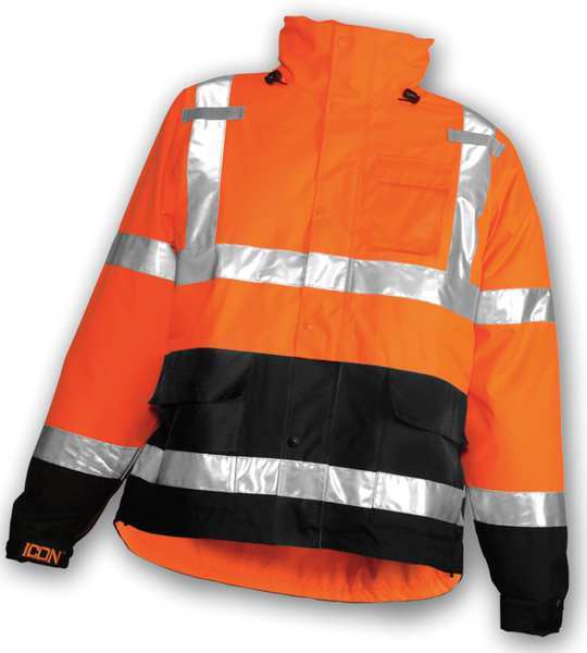 Icon Rain Jacket, Class 3, Type P, Black/Orng, L