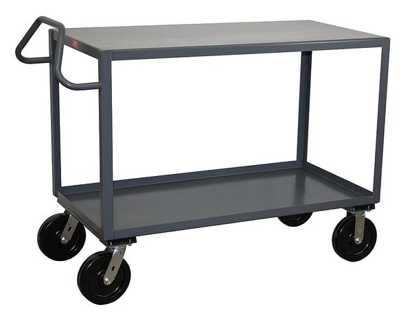 Steel Utility Cart with Lipped & Flush Metal Shelves, Ergonomic, 2 Shelves, 4,800 lb