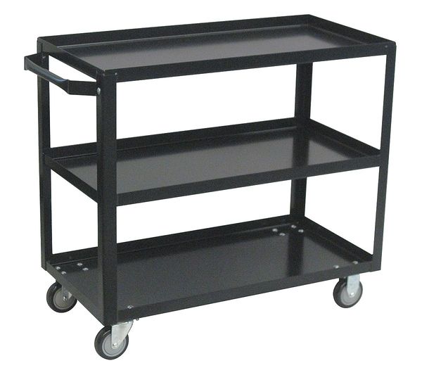 Steel Flat Handle Utility Cart, 3 Shelves, 800 lb