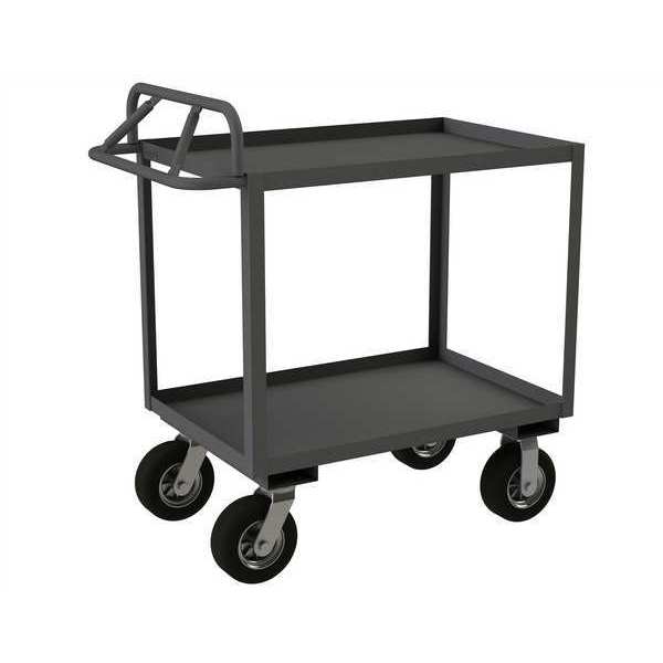 Steel Utility Cart with Lipped Metal Shelves, Ergonomic, 2 Shelves, 1,200 lb