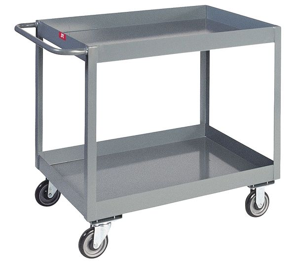 Steel Flat Handle Deep Shelf Utility Cart, 2 Shelves, 1400 lb