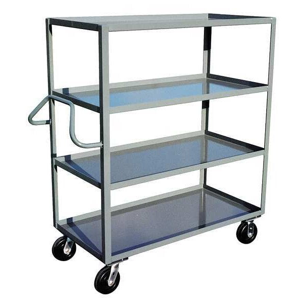 Steel Utility Cart with Lipped Metal Shelves, Ergonomic, 4 Shelves, 3,000 lb