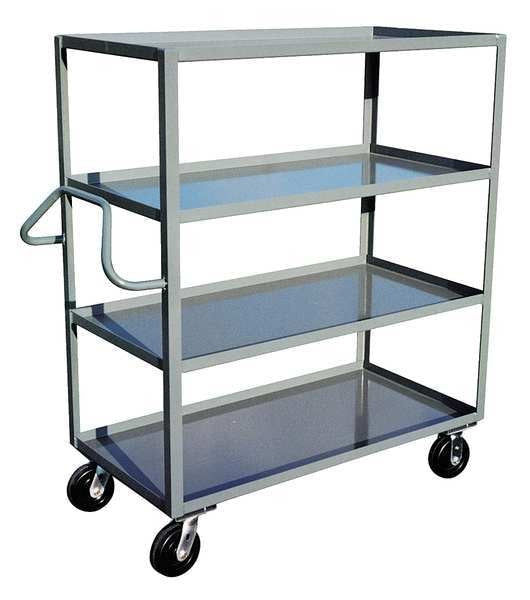 Steel Utility Cart with Lipped Metal Shelves, Ergonomic, 4 Shelves, 3,000 lb
