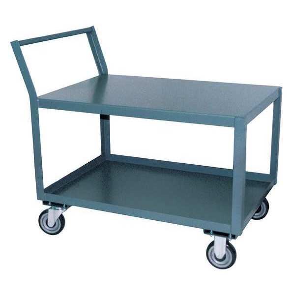 Raised Handle Utility Cart, 2 Shelves, 1,400 lb