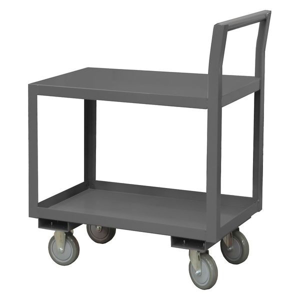 Steel Low-Profile Utility Cart with Lipped & Flush Metal Shelves, Raised, 2 Shelves, 1,400 lb