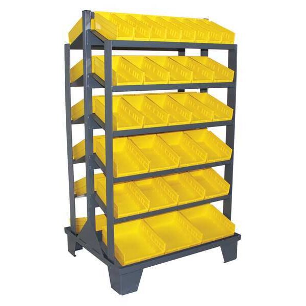 Steel Sloped Shelf Bin Stand, 36 in W x 64 in H x 30 in D, 12 Shelves, Gray