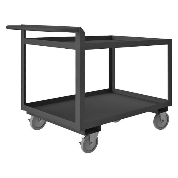 Steel Utility Cart with Lipped Metal Shelves, Flat, 2 Shelves, 1,200 lb