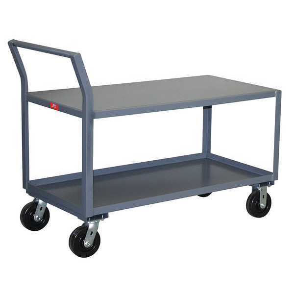 12 ga. Steel Raised Handle Utility Cart, 2 Shelves, 2400 lb
