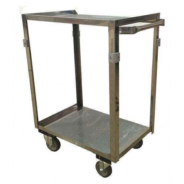 Stainless Steel Corrosion-Resistant Utility Cart with Single-Side Flush Metal Shelves, Flat, 600 lb