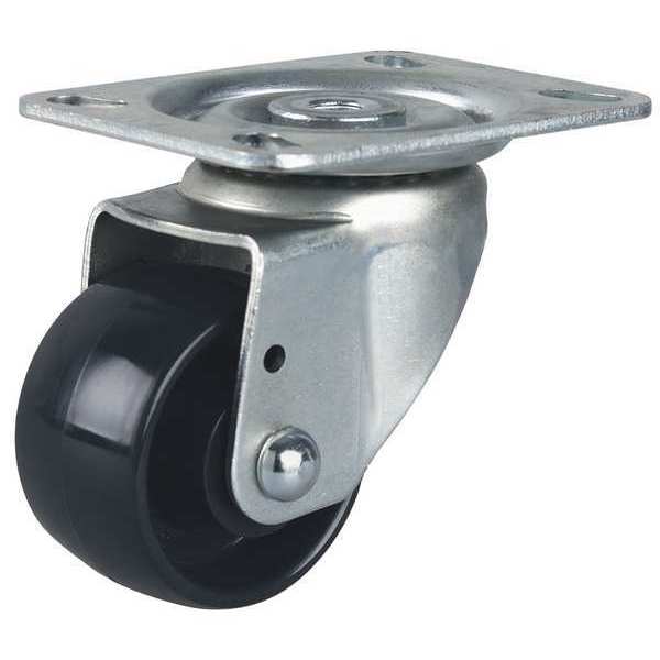 Plate Caster, Swivel, Nylon, 2-1/2 in, 550 lb, D
