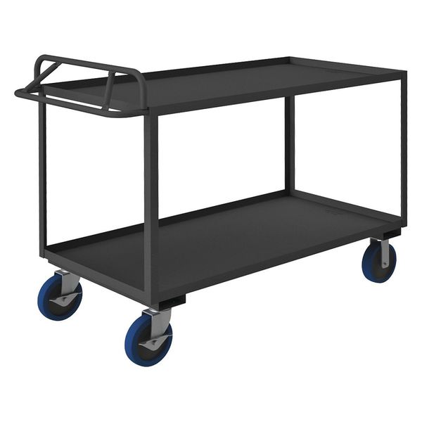 Steel Utility Cart with Lipped Metal Shelves, Ergonomic, 2 Shelves, 3,600 lb