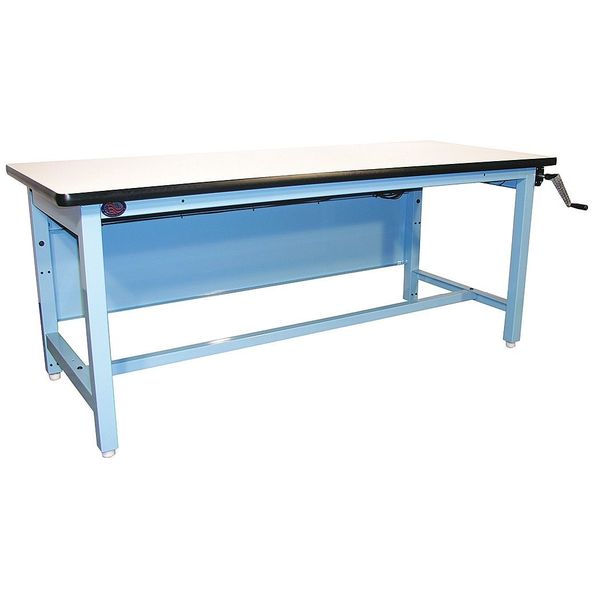 Hand Crank Workbench, Laminate, 72 in W, 30 in to 42 in Height, 750 lb, Straight