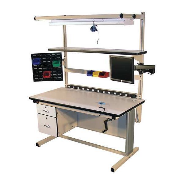 Hand Crank Height Adjustable Work Bench, ESD Laminate, 30