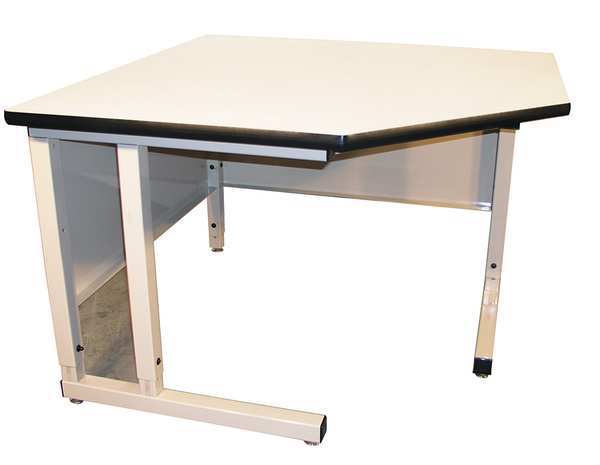 Corner Workbench, Laminate, 48 in W, 30 in Height, 750 lb, Cantilever