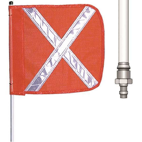 Warning Whip with Reflective X Flag, 8 Ft