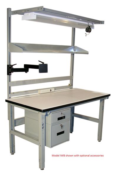 Bolted Workbench, Laminate, 60 in W, 30 in to 36 in Height, 850 lb, Straight