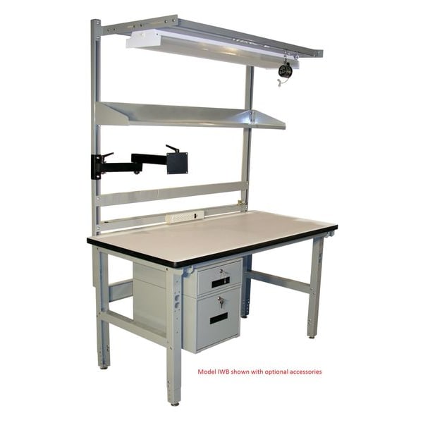 Bolted Workbench, Laminate, 72 in W, 30 in to 36 in Height, 850 lb, Straight