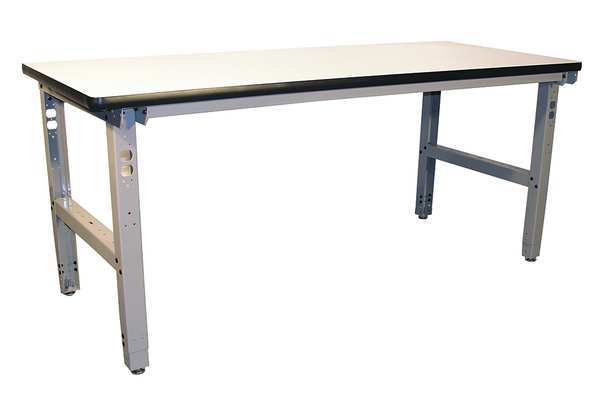 Bolted Workbench, Laminate, 72 in W, 30 in to 36 in Height, 850 lb, Straight