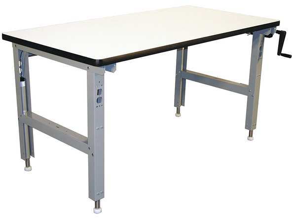 Hand Crank Workbench, ESD Laminate, 72 in W, 30 in to 42 in Height, 750 lb, Straight